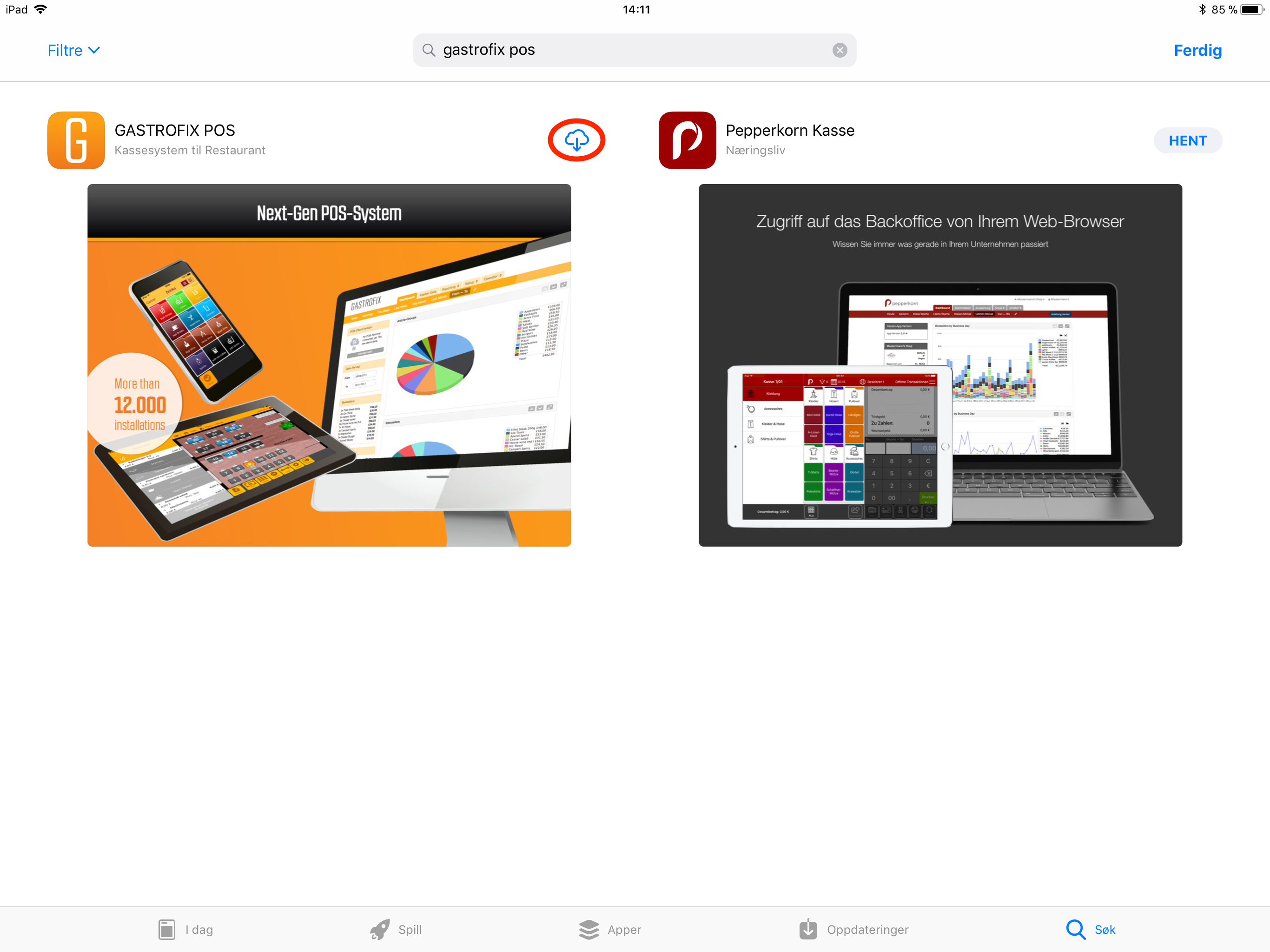 Hvordan oppdatere eller reinstallere Gastrofix Lightspeed Gastrofix